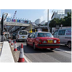 cross harbour tunnel traffic hong kong taxi red  photo stock