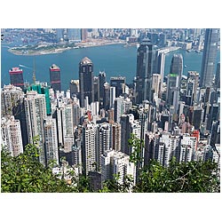 hong kong skyscraper flats tower blocks harbour  photo stock