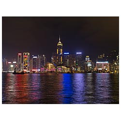 night hong kong harbour buildings waterfront city  photo stock