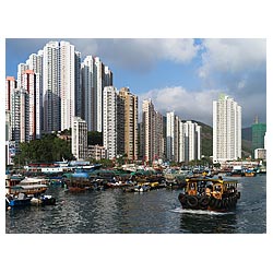 aberdeen harbour hong kong island skyscraper boats  photo stock