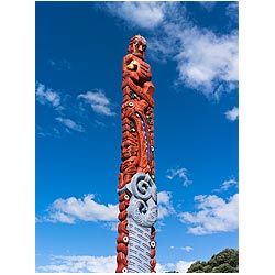 maori new zealand carving wooden pole heritage  photo stock