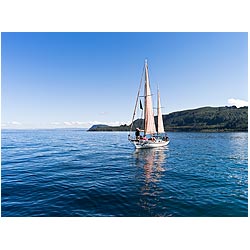 tourism new zealand lake taupo sailing boat trip  photo stock