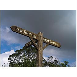 middle earth new zealand hobbit signpost farthing  photo stock