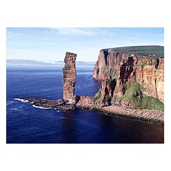 Old Man of Hoy - Seastack red sandstone sea cliffs coast scotland geology uk landmark cliff  photo 