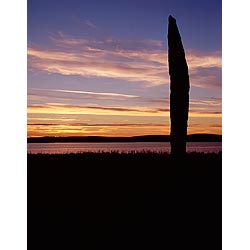 Stenness Standing Stones - Neolithic standing stone dusk sunset Loch of Stenness ancient scotland  photo 