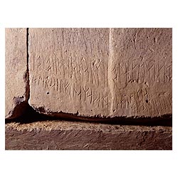 Neolithic Burial tomb chamber - Norseman Viking Runes on stone wall rune runic graffiti  photo 