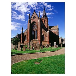 St Magnus Cathedral - Graveyard cemetery Norse Viking red and yellow sandstone cathedral saint  photo 