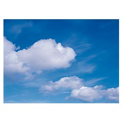 Clouds - Puffy and whispy white cloud over blue sky serene  photo 