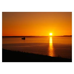 Sunset - Oil tanker and sunset over Flotta and Hoy orange sun north sea  photo 