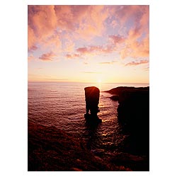 Yesnaby Castle - Sea stack sunsetting cliffs pink sea clouds sunset Scotland wild coast  photo 