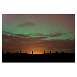 Neolithic standing stone - Northern Lights Aurora Borealis Scotland night lights uk  photo 