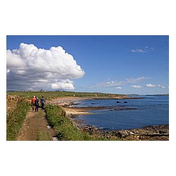 Scapa Flow - People on coastal path family walk coast sea uk  photo 