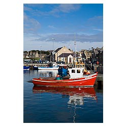 Kirkwall harbour - Traditional Fishing boat at slipway alongside quayside harbour fish boats  photo 