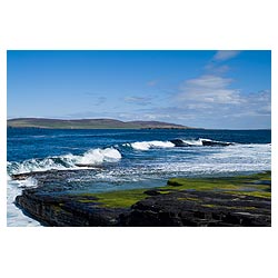 Eynhallow Sound - Rolling waves ashore seacliff shelf blue sea and Rousay island coast sounds  photo 