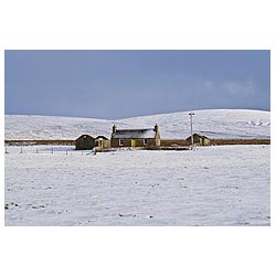 Millgeo - Traditional croft cottage in the snow wintertime snowscape house field  photo 