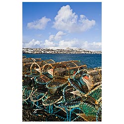  - Crab and lobster creels Hamnavoe harbour snow hills lobsterpots baskets  photo 