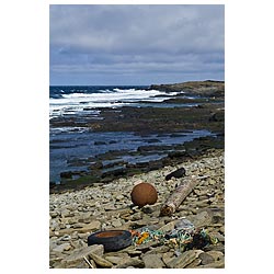 Bay of Ryasgeo - Debris flotsam washed up on stoney shore beach rubbish scotland litter  photo 