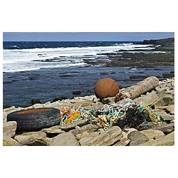 Bay of Ryasgeo - Uk Debris flotsam washed up on shore beach litter scotland island garbage  photo 