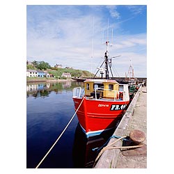 Helmsdale harbour - Red hulled fishing boat at quayside north coast 500 scotland  photo 