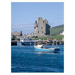 Scalloway Castle - Fishing boats and Scalloway Castle boat castles island harbour scotland  photo 