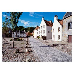 - Dutch style crow step gabled houses cobble street village scotland cobbled  photo 