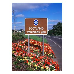 Scotland England border - Entering Scotland welcome road sign border post  photo 