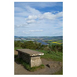 Kinnoull Hill - Stone table overlooking River Tay Perth valley lookout scene  photo 