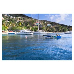 admiralty bay bequia island
 caribbean local boat  photo stock