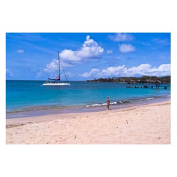 tourist woman caribbean beach
 mayreau island  photo stock