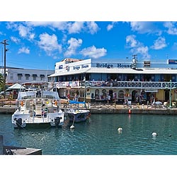 bridge house cafes waterfront
 careenage anchorage  photo stock
