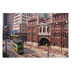 old hong kong sheung wan western market tram city  photo stock