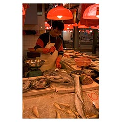 hong kong taipo fishmonger chop prepare fish stall  photo stock
