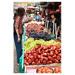 street market china stalls hong kong fruit fresh  photo stock