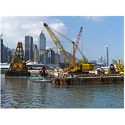 hong kong construction reclaiming land harbour  photo stock