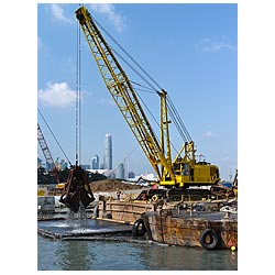 engineering construction hong kong dredging harbor  photo stock