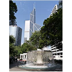 skyscrapers fountain hong kong park bank china  photo stock