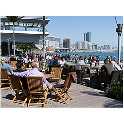 outdoor cafe hong kong starbucks waterfront people  photo stock