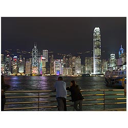 people hong kong night harbour waterfront kowloon  photo stock