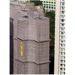 hong kong buildings bamboo scaffolding skyscraper  photo stock