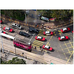 hong kong roads traffic tram lines causeway bay  photo stock