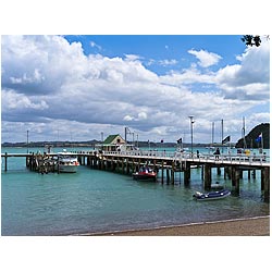 new zealand pier boats russell bay islands  photo stock