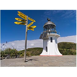 cape reinga new zealand signpost lighthouse  photo stock