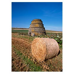 Dovecot - Bee hive type Dovecot building and hay bale dove cote scotland  photo 