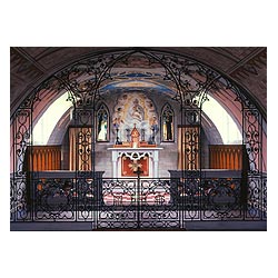  - rot iron Mary and Jesus wall fresco painting altar prisoner of war church  photo 