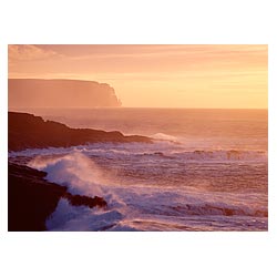 Qui Ayre - Waves breaking sun setting Scotland shore coast winter sea seascape sunset  photo 