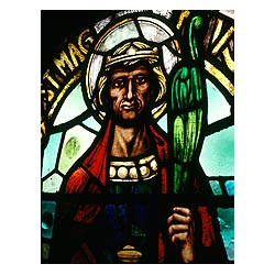 St Magnus Cathedral - St Magnus stained glass window Norseman Earl Viking Orkneyinga Saga saint  photo 