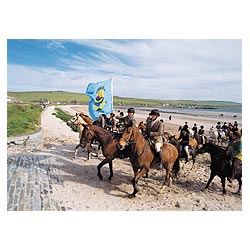 Riding of the Marches - Riders leaving Scapa beach  photo 