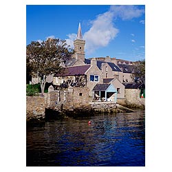 waterfront - Waterfront boat slipways from houses church steeple town scotland house  photo 