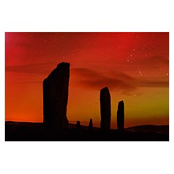  - Red Northern Lights Aurora Borealis and neolithic standing stone circle  photo 