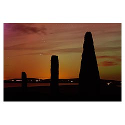 Aurora Borealis - Northern Lights neolithic standing stone circle night scotland  photo 